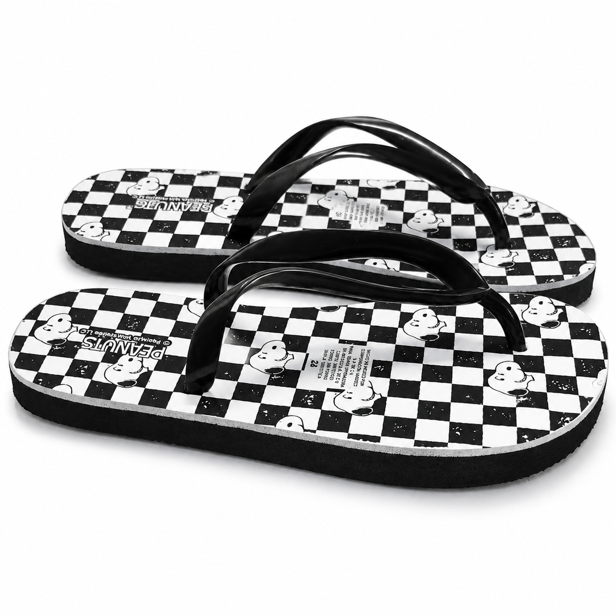 Sandalia Casual Peanuts a Cuadros para Mujer Blanco / Negro