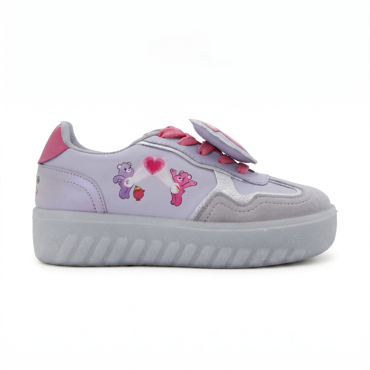 Tenis de Ositos Cariñositos en color lila para niña, vista de tres cuartos